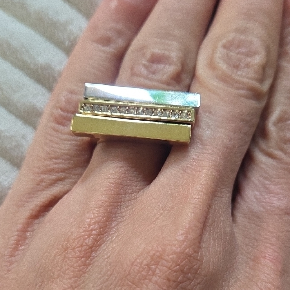 Set Of 3 J Crew Two Tone Rings - Picture 2 of 4